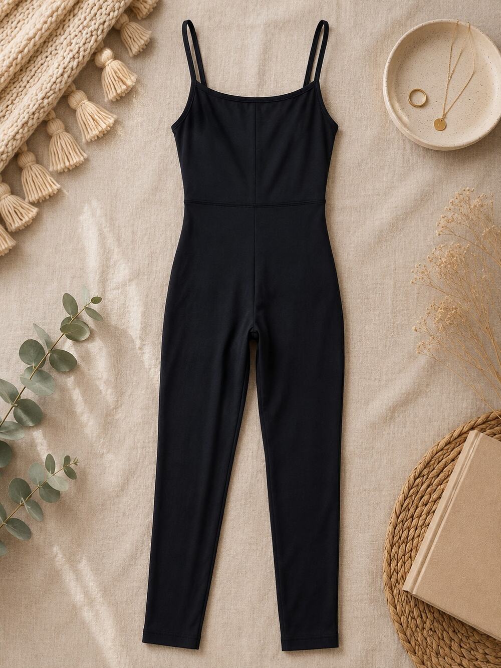 Aritzia Wilfred Free Jumpsuit Black Cami Sleeveless One Piece Active Lounge SZ M